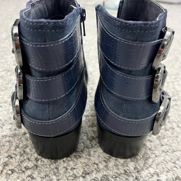 SOLD ALDO blue leather western boho buckle ankle boots 8.5 - Picture 9 of 15